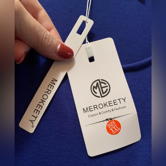 Women’s Merokeety Blue Dress New With Tags Size XXL With Pockets - Picture 8 of 10